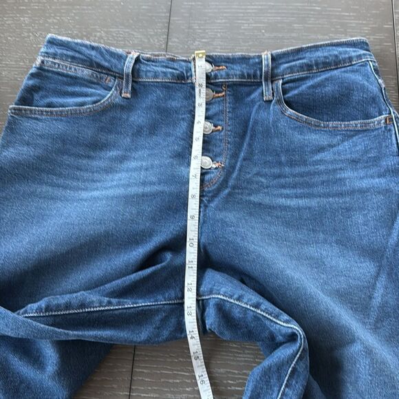 Levi’s Mile High Rise Cropped Wide Leg Med Wash Denim Jeans Button Fly Size 31 - Picture 7 of 12
